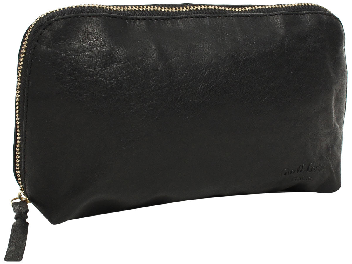 Black Leather Cosmetic Bag