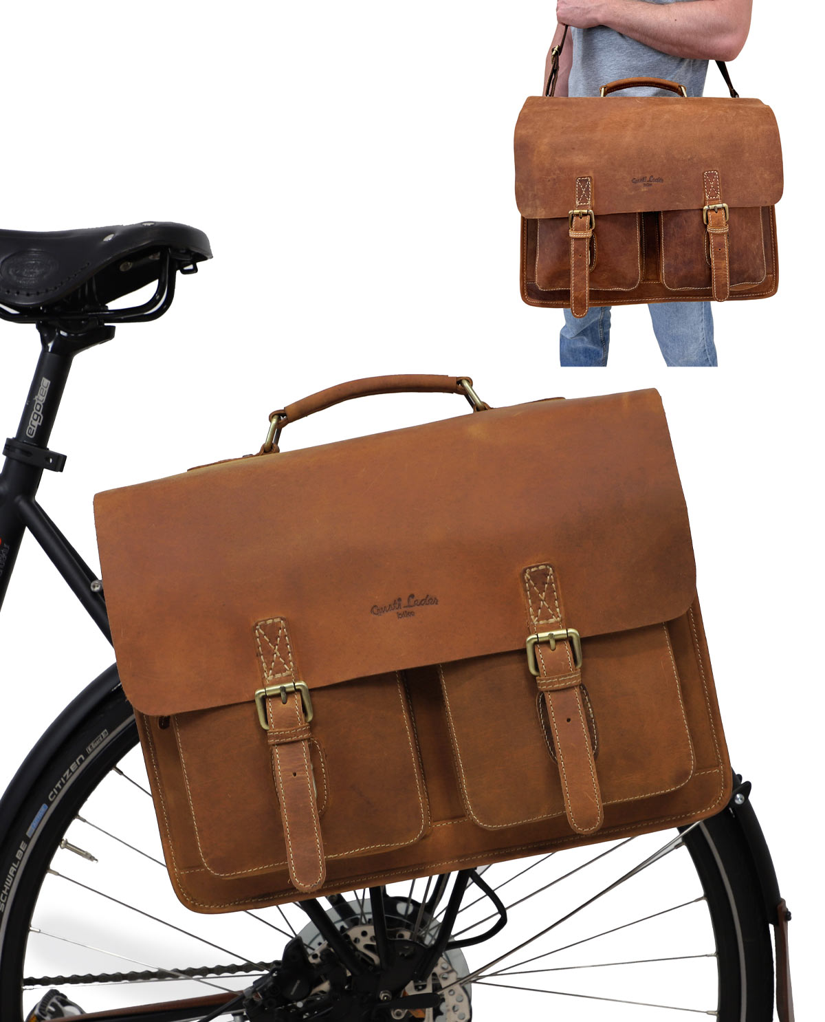 Gepäckträgertasche Gusti Leder Lenkertasche Lederfahrradtasche