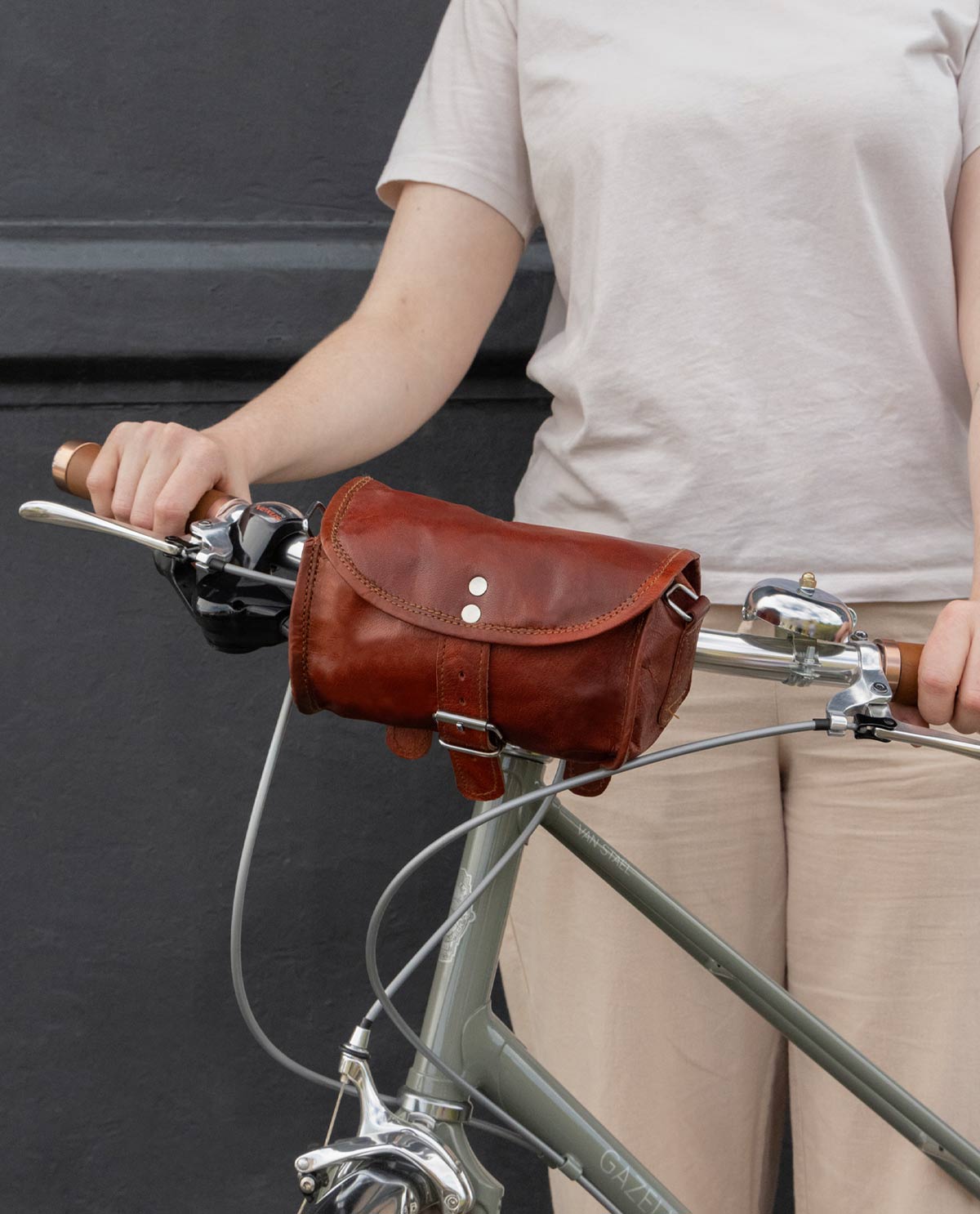 Leather Bike Handlebar Purse Bike Panniers TOURBON Leather Bike